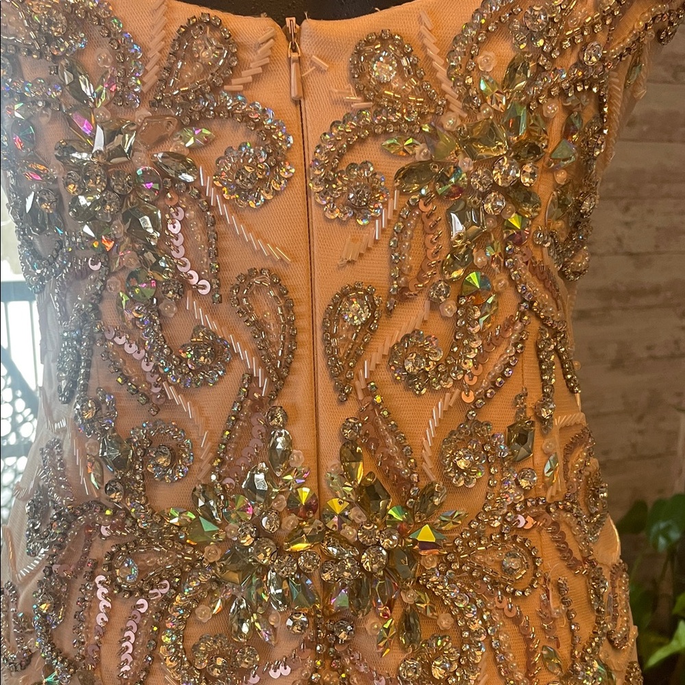 JVN by Jovani Pink and Silver Embellished Prom Dress - Picture 5 of 7